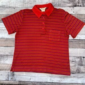 🎮Vintage 80s Mens Sears Striped Collared Button Up Short Sleeve Shirt 14